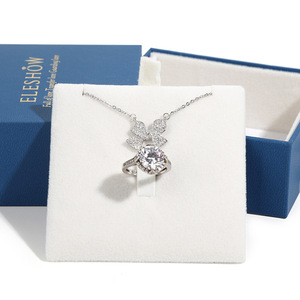Factory Custom Logo Luxury Blue Drawer Jewelry Box with Velvet Insert Paper Cardboard Packaging for Necklace Ring <b>Gift</b> - Product Image 2