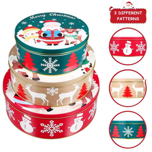 Factory Selling <b>Christmas</b> <b>Tin</b> Box <b>for</b> Gift Candy Cookie <b>Biscuit</b> Package With Lid Candy Round Empty Metal Cake <b>Tin</b> Boxes Packing - Product Image 4