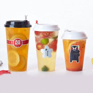 Vasos de Plástico Desechables Transparentes de PP de Pared Simple con Tapas, 90mm, Capacidad de 360ml-700ml, para Té de Burbujas Boba - Product Image 2