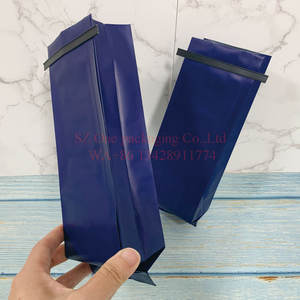 Pochette d'emballage de grains de café de thé à gousset latéral noir blanc bleu mat avec valve à cravate - Product Image 4