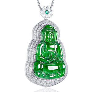 Colgante de Jadeíta Natural Verde Intenso con Diseño de Guanyin, Plata S925, Budismo, UNISEX, Avalokiteshvara, Regalo con Certificado de Tasación C062 - Product Image 2