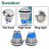 Penjualan terlaris saklar tombol tekan logam 12 mm-25 mm, lampu cincin Power on Control peralatan mekanik IP65 tingkat 1NO1NC kombinasi