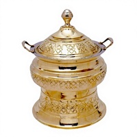 Plat de service à buffet en cuivre, argent et or poli, imprimé en typographie, avec couvercle et pot intérieur en acier inoxydable, pour banquets de mariage