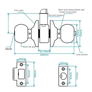 <strong>Door</strong> Handle <strong>Knobs</strong> Universal Stainless Steel Lock Locks Hardware Accessories With Three Keys Household Gear Black - Product Image 4