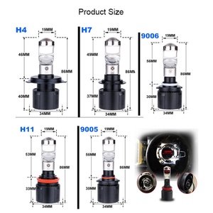 Mini Bi <b>LED</b> <b>Projector</b> Lens H4 H7 H11 9005 9006 27W 5500k 3000k <b>Led</b> Headlight Universal Lamps for Car Motorcycle Replacement Fit - Product Image 2
