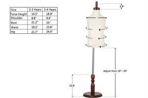 Mannequin enfant ajustable amélioré pour la confection de vêtements, 2-3 ans, torse en mousse avec support pour l'affichage de bijoux et de vêtements - Product Image 4