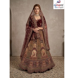 Lehenga de Mariée Royale pour Femme – Tenue Traditionnelle Ethnique de Cérémonie, Design Moderne Brodé, Réversible et Séchage Rapide - Product Image 1