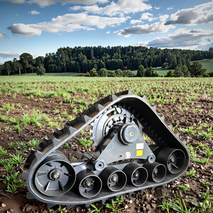 Kit di sistemi di binari di conversione Land-friendly-Agri telaio di ruote cingolate in gomma triangolare macchine per la raccolta agricola - Product Image 1