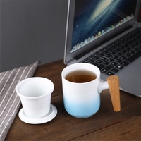 Nouvelles idées de produits 2022 tasses à café en céramique de 350ml en gros tasses à thé en céramique chinoises personnalisées avec infuseur