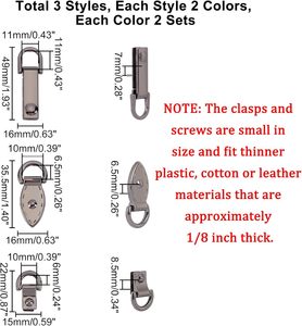 Pack Metal Bag Connector With D <b>Ring</b> Styles Metal Purse Strap Hardware Purse Suspension Clasp Handbag Side <b>Clip</b> Buckles Strap Co - Product Image 2