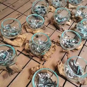 Vetro fuso su legno scultoreo interno/esterno pianta terrario vaso elegante Design unico <span class=keywords><strong>per</strong></span> ufficio soggiorno festa regalo - Product Image 6