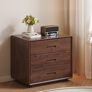 Solid Wood 6-Drawer Chest Large Capacity Storage <b>Cabinet</b> Bedroom Living Room <b>Cabinet</b> Black Walnut Natural Wood Color - Product Image 2