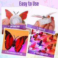 Nicro Factory, venta al por mayor, pegatinas de pared con luz LED en forma de mariposa 3D, luz nocturna autoadhesiva, decoración del hogar brillante