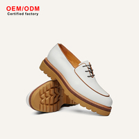 Chaussures Derby OEM pour femmes, légères, en cuir imperméable, style britannique, bicolores blanc et marron, polyvalentes pour le quotidien