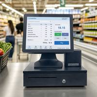 Terminal Punto de Venta Inteligente Todo en Uno con Pantalla Táctil Dual de 15 Pulgadas, Máquina de Facturación para Tiendas Minoristas con Impresora y Escáner