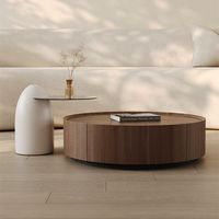 Ineinanderstellbares Couchtisch-Set Natürliches Walnussfurnier Fischgrätmuster Holz-Aufbewahrungstisch Großer Tisch Schwarzer Acrylrahmen MDF-Platte Nordisch Modern Wabi