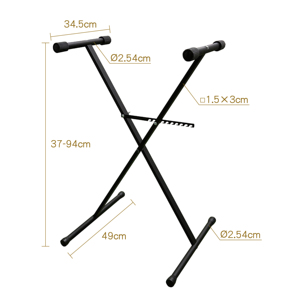 Soporte de teclado con estructura en X individual K-704-2B con mecanismo de bloqueo de 10 posiciones, ajuste rápido de altura de 37-94 cm - Product Image 4