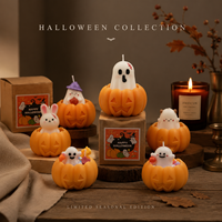 Bougie parfumée personnalisée Citrouille Fantôme d'Halloween avec parfum de cèdre noir, Marque privée, OEM, ODM, Vente en gros, Cadeau de fêtes, Décoration d'intérieur