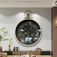 Jam Dinding Analog Quartz Logam Tradisional Gaya Eropa Armens, Tanpa Suara, Satu Sisi, untuk Dekorasi Ruang Tamu Rumah