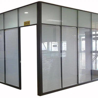 Wooden Veneer Wall with Door Modular Office Partition Room Divider Wall System for Commercial Office Space Division with Shutter