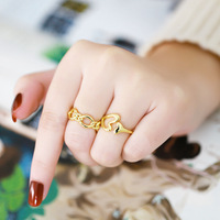 Vente chaude en gros personnalisé amour coeur double couche 18K plaqué or grosse bague