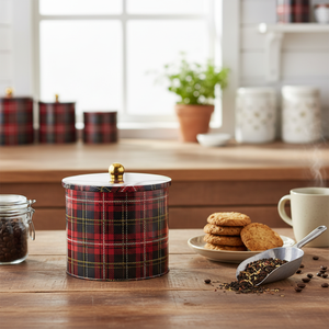 Ekose 3.5L Plaid Food Storage & Container Ø 175x155mm Metal redondo Canister Knob Handle - Product Image 3