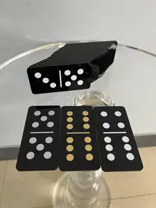 Custom Big Size 28 Pcs Double 6 Black Domino Game Silk Screen Dominoes