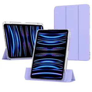 2024 New Tablet Case Transparent 2 In 1 Back Case TPU+PC Push Pull Snap With Pen Slot For Ipad Pro11 Inch Tablet Case