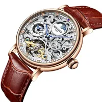 Montre Mécanique Manuelle KINYUED J078 pour Homme d'Affaires Luxe Montres Décontractées Bracelet Maille Marque Haut de Gamme Squelette