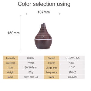 Diffuseur d'aromathérapie portable en bois grainé 300 ml, alimenté par USB avec lumière LED pour usage domestique et commercial - Product Image 2