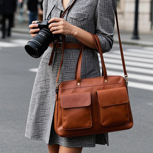 Nhà Sản Xuất Tùy Chỉnh Bền Sợi Nhỏ Da Dslr Phụ Nữ Túi Xách Nhiều Túi Thiết Kế Phụ Nữ Ăn Chay Da Máy Ảnh Tote Túi - Product Image 5