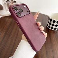 Casing HP Anti-Shock Kulit Retro Tekstur PC untuk iPhone 18 Promax 17 16 15 14 Plus Anti Sidik Jari Tipis