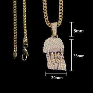 قلادة هيب هوب للرجال بحجر الموزانيت من الفضة عيار 925، قلادة يسوع بطول 22 بوصة - Product Image 2