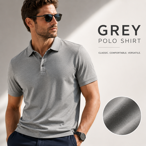 Polo Clásico Gris para Hombre, Tela Suave de Algodón, Estilo Casual de Negocios, Ropa de Golf, Logotipo Bordado Personalizado - Product Image 1