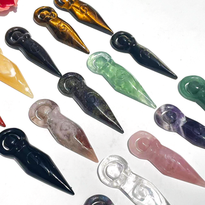 <span class=keywords><strong>Prix</strong></span> usine haute qualité main imploré cristal déesse Statue 7-9cm quartz rose cristal déesse du pendentif - Product Image 4