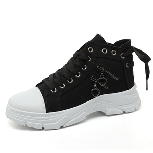 2026 Women's High-Top <b>Canvas</b> Shoes with Decorative Zipper Breathable High-Heeled Sports and Leisure Shoes for Summer - Product Image 3