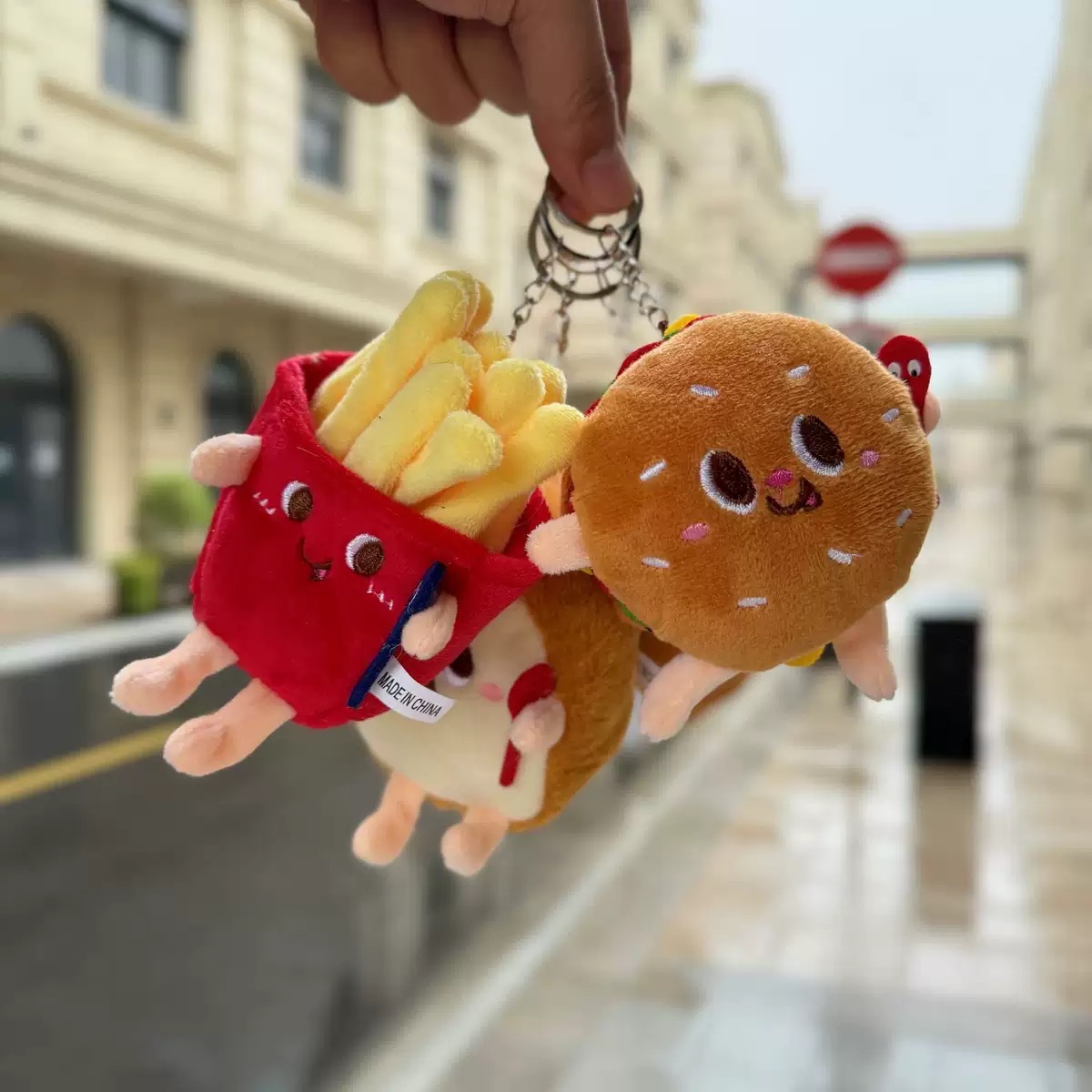 Japanese Hamburger Fries Cute Bread Plush Backpack Pendant