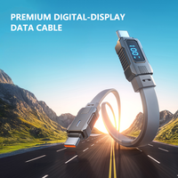 Cable de Datos USB-C a Tipo C Plano de Silicona y Cobre Puro de Carga Rápida de 66 W con Pantalla LED Digital para Uso con Auriculares y Computadora