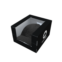 En gros Noir Imprimer Offre Spéciale Chapeau Personnalisé Emballage Casquette de Baseball Boîte-Cadeau Avec Fenêtre Transparente Belle Qualité