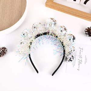 MADESHINE Silver Shiny Christmas Disco Ball <b>Headband</b> Glitter <b>Happy</b> <b>New</b> <b>Year</b> Hair Hoop Accessories Novelty Party Decorations - Product Image 5