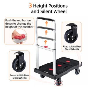 Chariot à main pliable complet, chariot à bagages robuste de 330 lb, chariot à plate-forme utilitaire <span class=keywords><strong>portable</strong></span> avec poignée réglable - Product Image 2