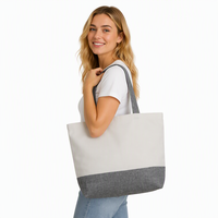 Sac fourre-tout bicolore avec logo personnalisé, réutilisable, écologique, grande capacité, pour courses et promotion