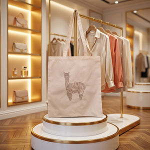 Bolsa de Mano de Algodón 100% Bordada con Diseño de Llama al Estilo Henna, Ecológica, Reutilizable, con Asa para el Hombro, para Compras, Regalo Personalizado - Product Image 6