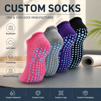Chaussettes de yoga antidérapantes personnalisées avec logo, en Spandex, Nylon et Coton, à haute élasticité, avec grip sous le pied, pour femmes