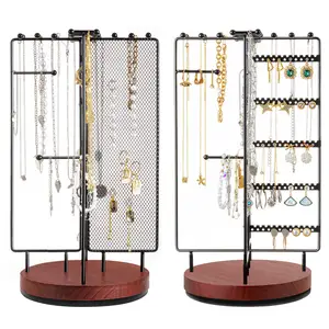 Rotating Jewelry Tree Tower Storage Rack Bracelet Holder Organizer Stand Earring Holder Organizer With 28 Necklace Hooks