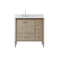 Meuble de salle de bain traditionnel en chêne gris peint Contreplaqué en bois massif avec LED au sol Bassin en porcelaine Design écologique
