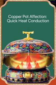 เตาทองเหลืองขนาดใหญ่ ยี่ห้อซุนค์  ลายเคลือบแบบตะวันออก ทนความร้อน ลายคลาสสิกสีเหลืองน้ำเงิน ใช้กับเตาแก๊ส - Product Image 3