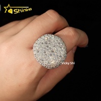 Bague Hip Hop Moissanite pour Homme, Sertie de Pierres en Mosaïque, Monture Inversée, Personnalisée GRA, en Argent Sterling 925, pour Fiançailles et Mariage