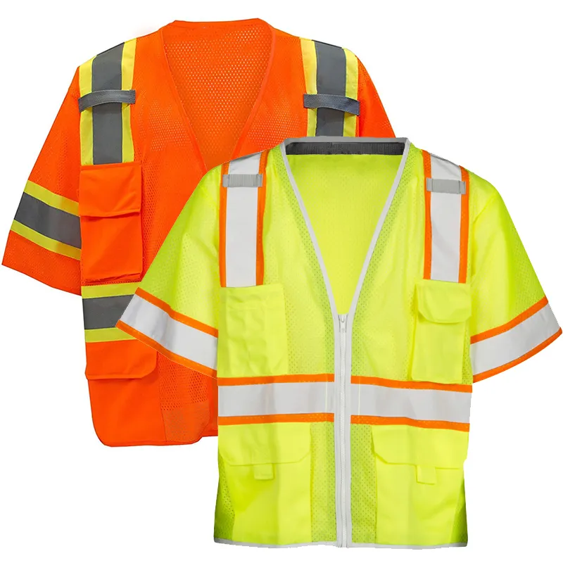 ANSI Class 3 Reflective Safety Clothing S-5XL Sleeved Construction Jacket High Visibility Strip Hi Vis Work Security Safety Vest