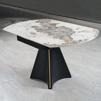 Revêtement en poudre de qualité supérieure, Table à manger ronde de luxe nordique extensible